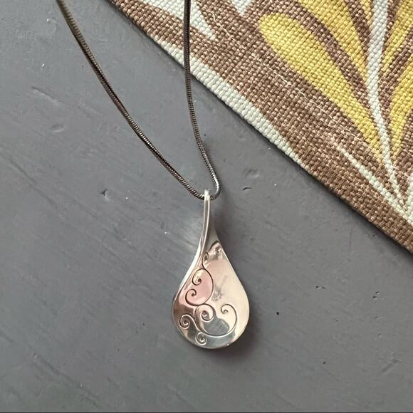 Brighton Tear Shape Pendant Silver Tone Necklace - Picture 5 of 9